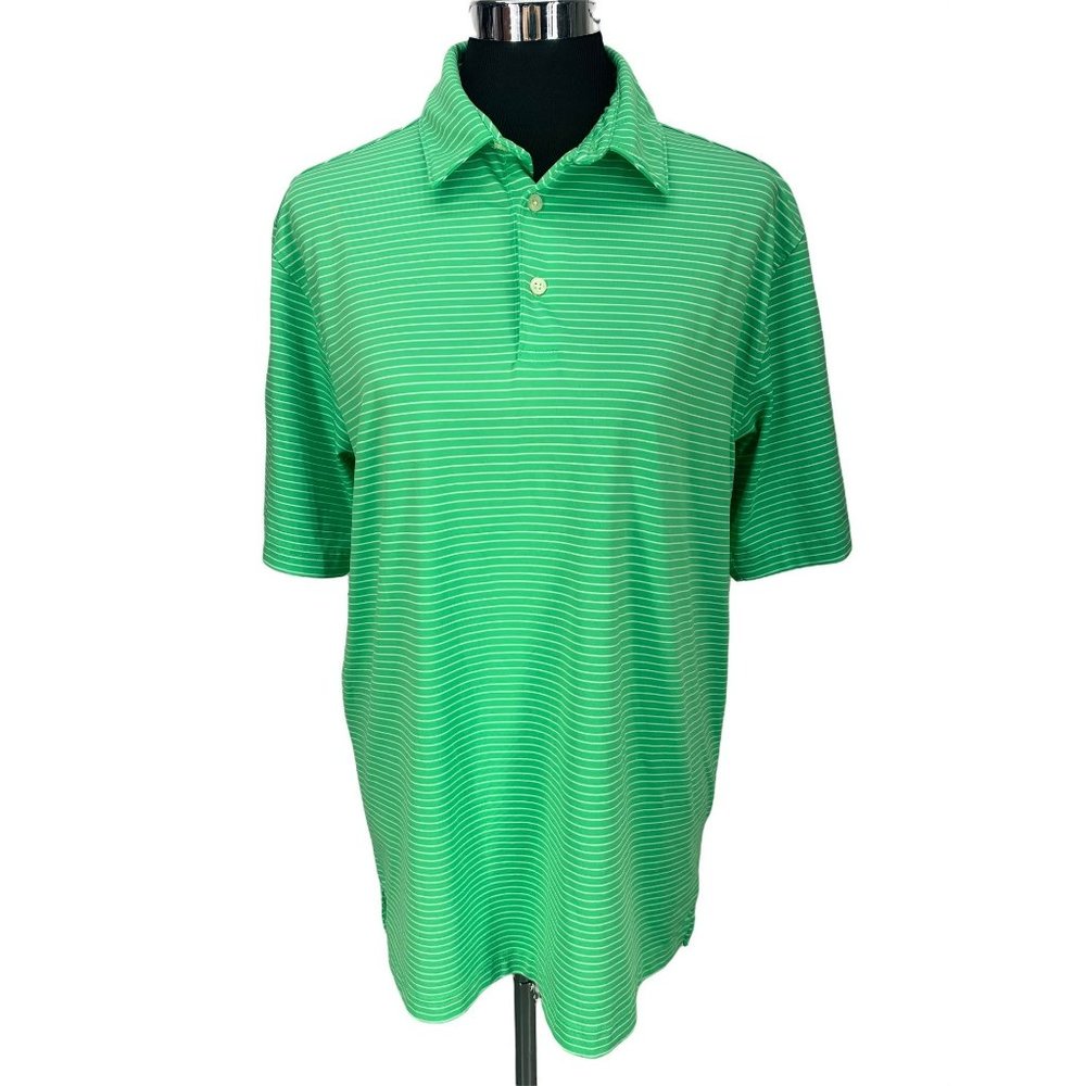 Walter Hagen Medium green white striped polo shirt